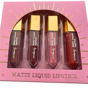 Ulta Beauty 4 Piece Mini Matte Liquid Lipstick Gift‎ Set Box Mauve Strawberry